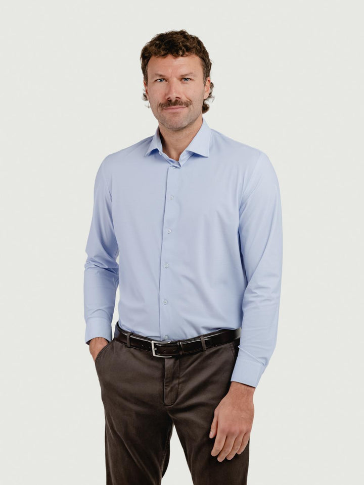 CAMICIA NO STIRO CON MICROFANTASIA AZZURRA BU26W10CAFIO 240 ANDREA MORANDO 