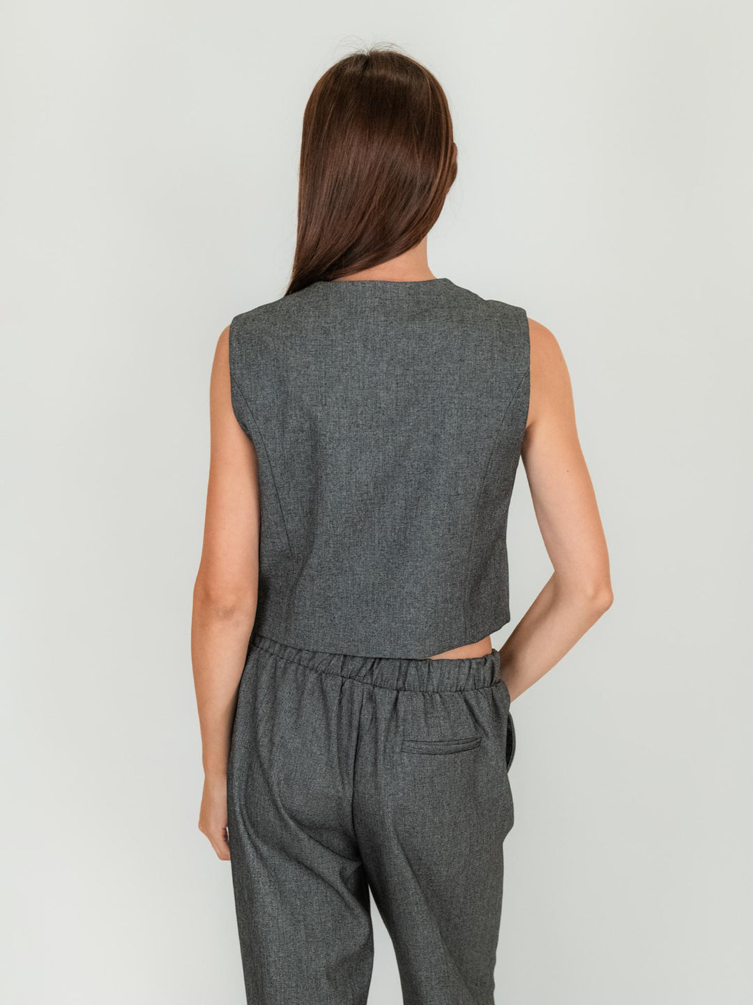 GILET CORTO GRIGIO MELANGE LC24IEI NERO ANDREA MORANDO 