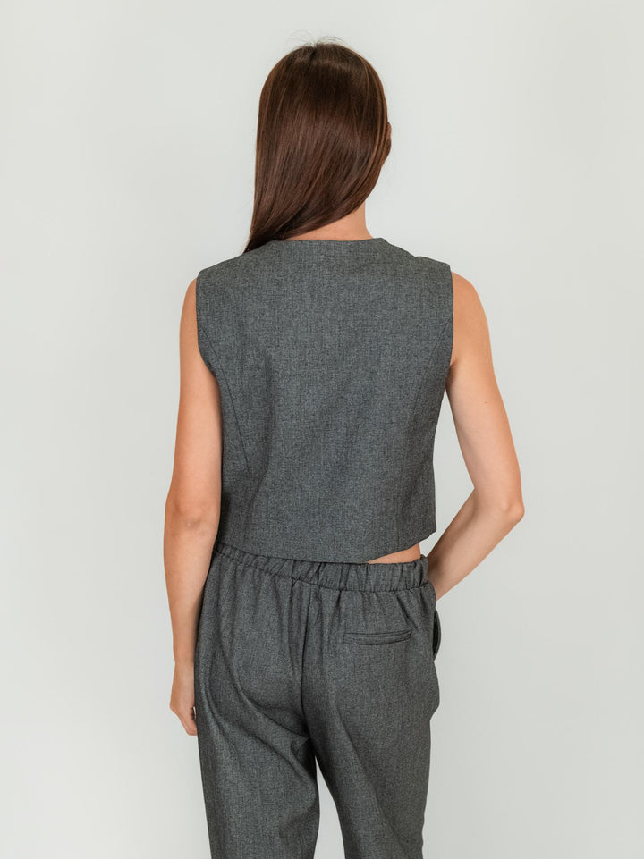 GILET CORTO GRIGIO MELANGE LC24IEI NERO ANDREA MORANDO 