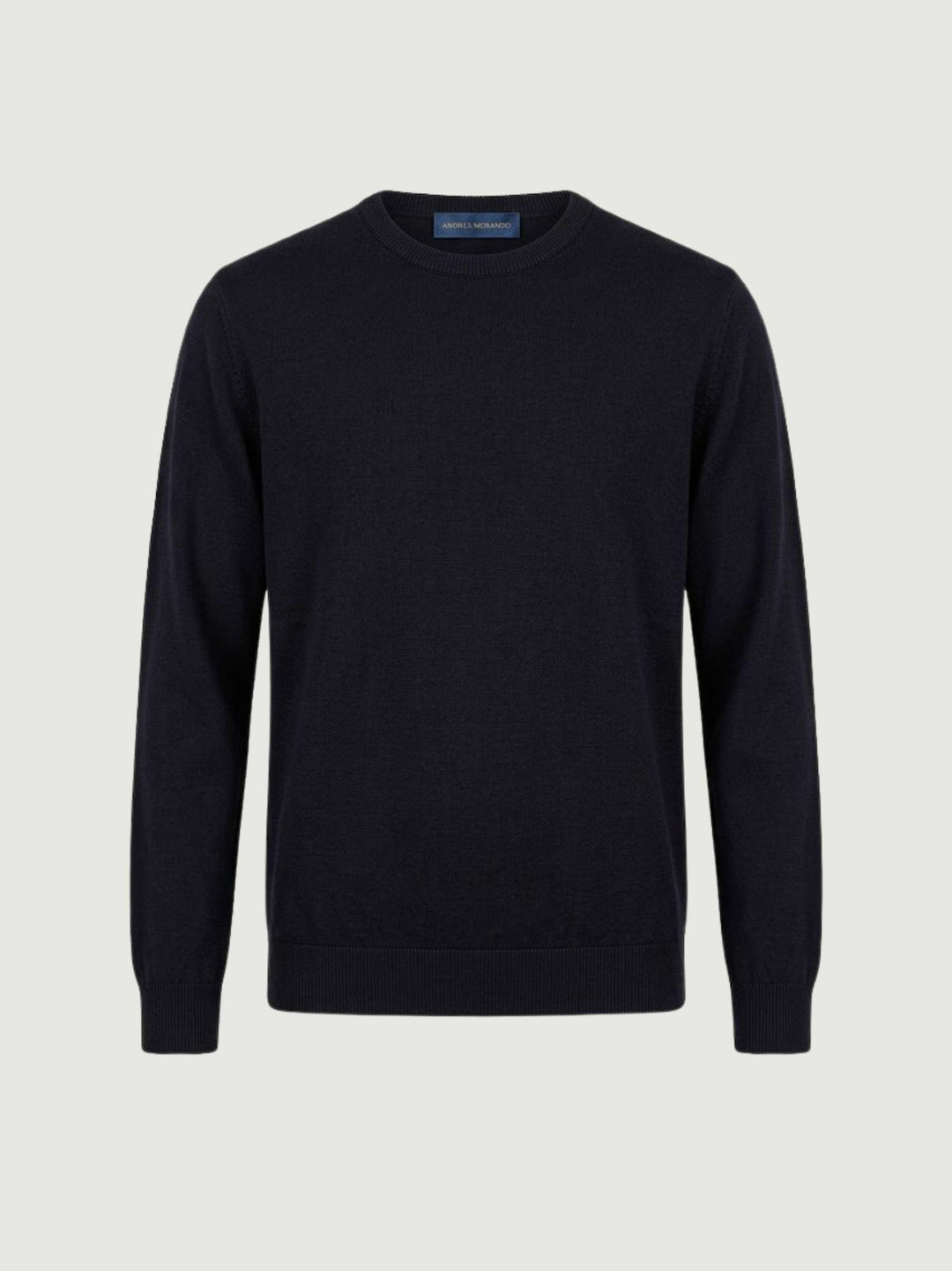 Maglia girocollo in cotone rasato blu navy 3850900 220 ANDREA MORANDO 