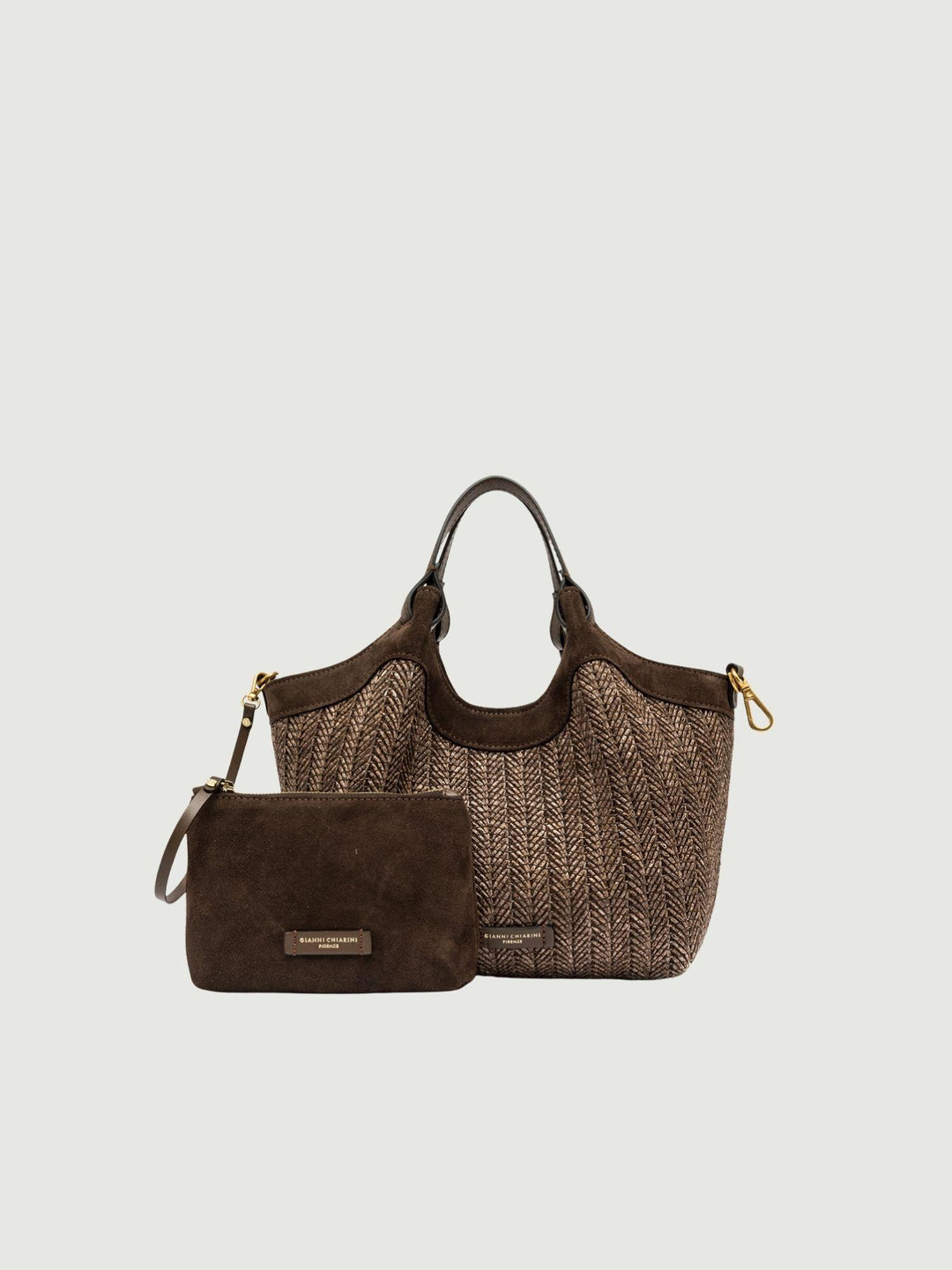 Borsa Dua in paglia intrecciata choco media BS 12339/COMM PGLSPG 13840 GIANNI CHIARINI 