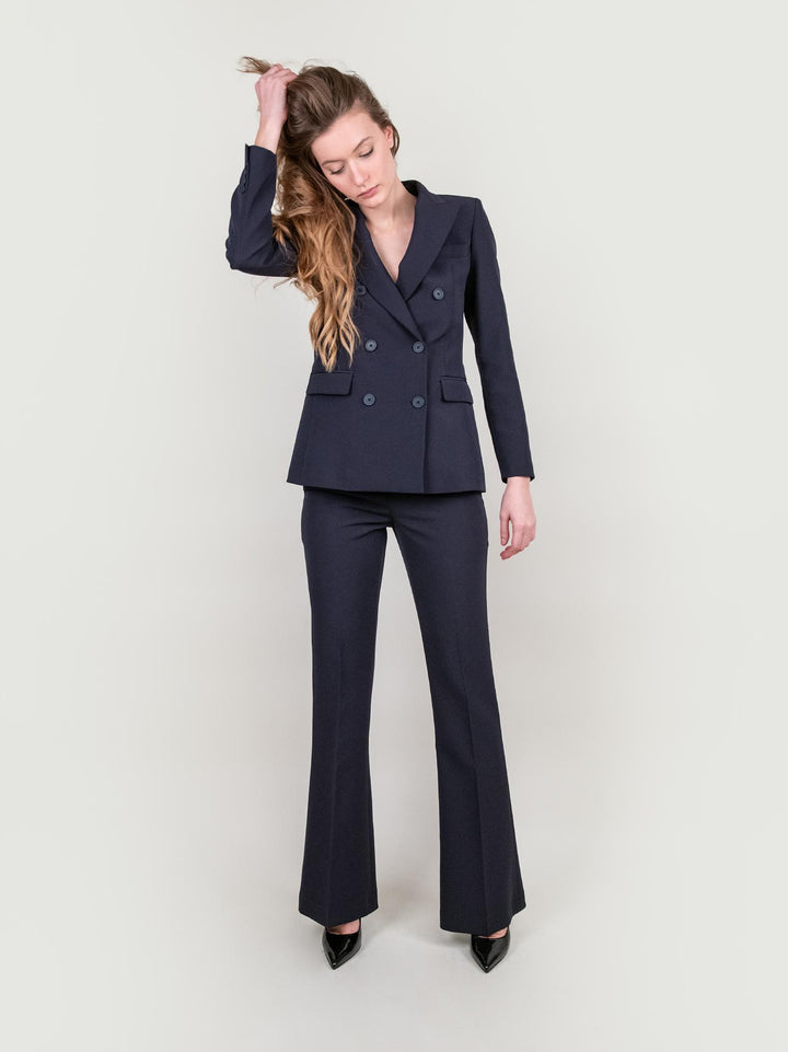 PANTALONE A ZAMPA IN TESSUTO BLU 313860 BLU ANDREA MORANDO 