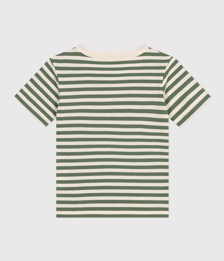 T-SHIRT VERDE A RIGHE IN JERSEY LEGGERO BAMBINO A0A1D 02 PETIT BATEAU 