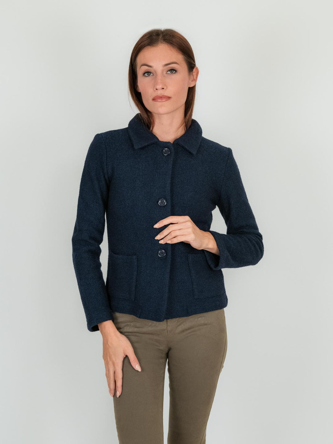 GIACCA in LANA COTTA blu 245C1181 304 ANDREA MORANDO 