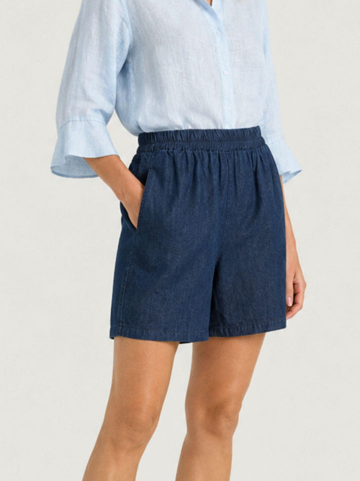 Bermuda in lino chambray denim 6BR0528 DENIM ANDREA MORANDO 