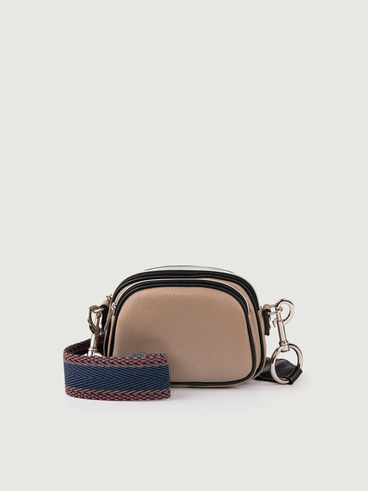 BORSA A TRACOLLA TRIS IN PELLE BEIGE TRIS TAUPE ANDREA MORANDO 