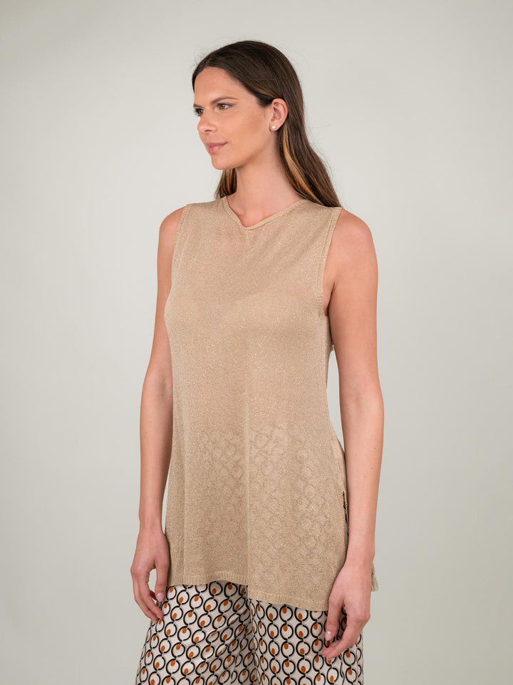TOP SMANICATO ORO LUREX 12105BF ORO ANDREA MORANDO 