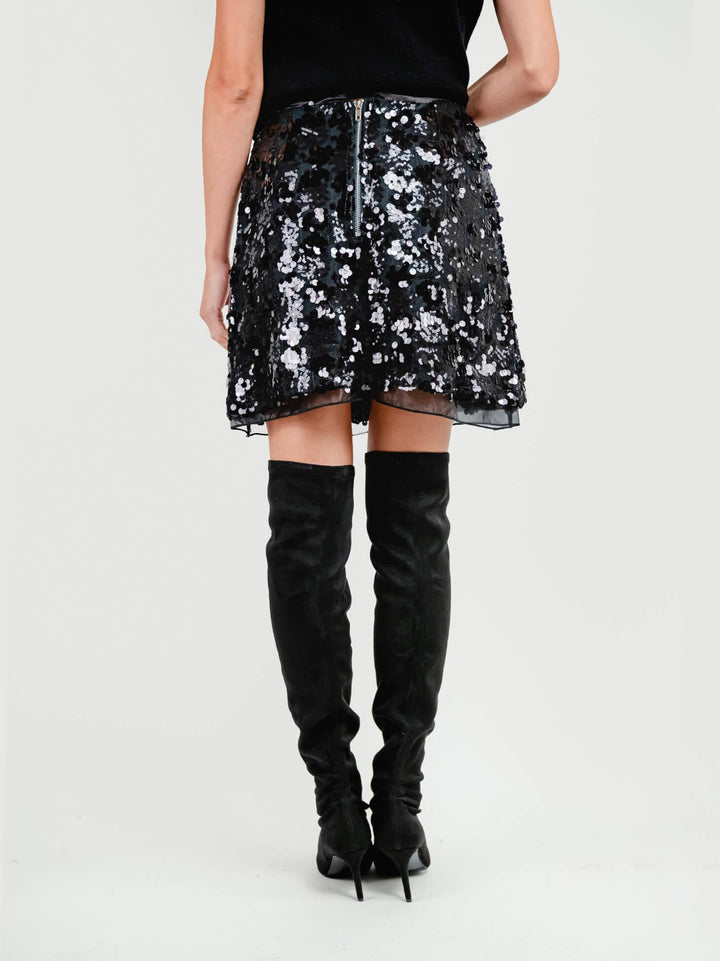 MINI GONNA SVASATA PAILLETTES NERA 3012 NERO ANDREA MORANDO 