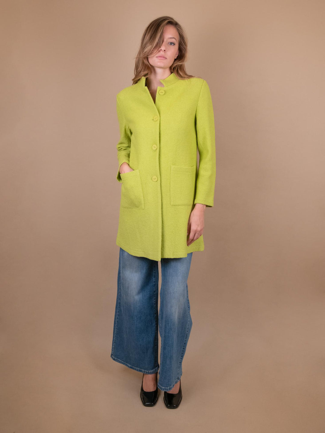 CAPPOTTINO SFODERATO IN LANA COTTA VERDE LIME 2371570 032 ANDREA MORANDO 