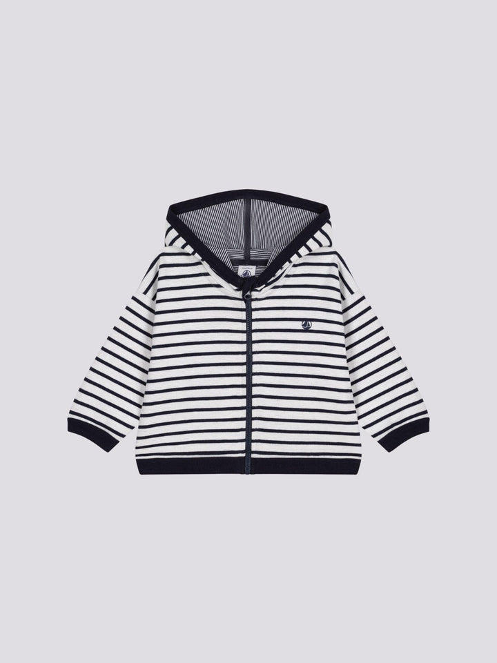 FELPA MARINIERE CON CAPPUCCIO BEBÈ A0A23 01 PETIT BATEAU 