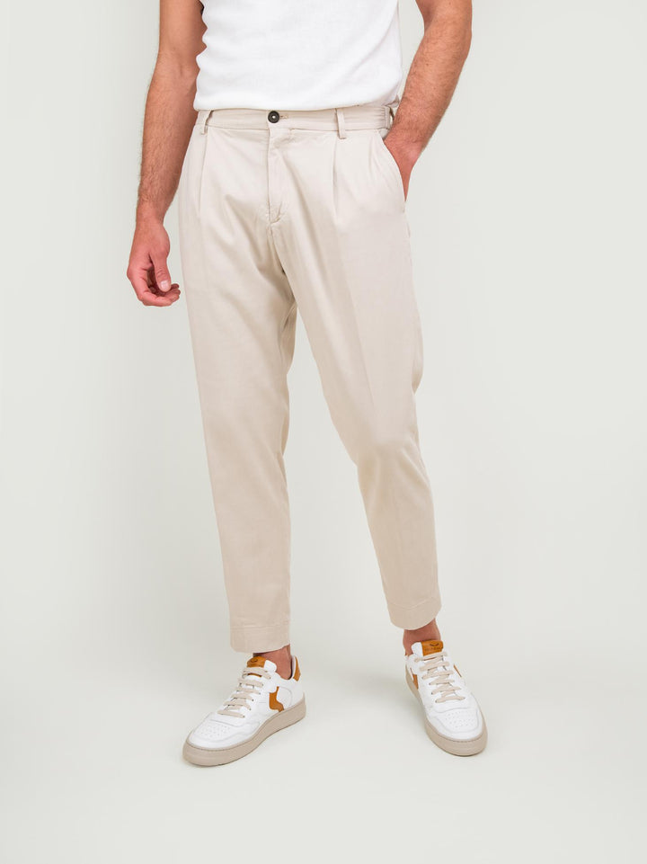PANTALONE MISTO COTONE BEIGE CON PENCES OF1S2S4P005M BEIGE ANDREA MORANDO 