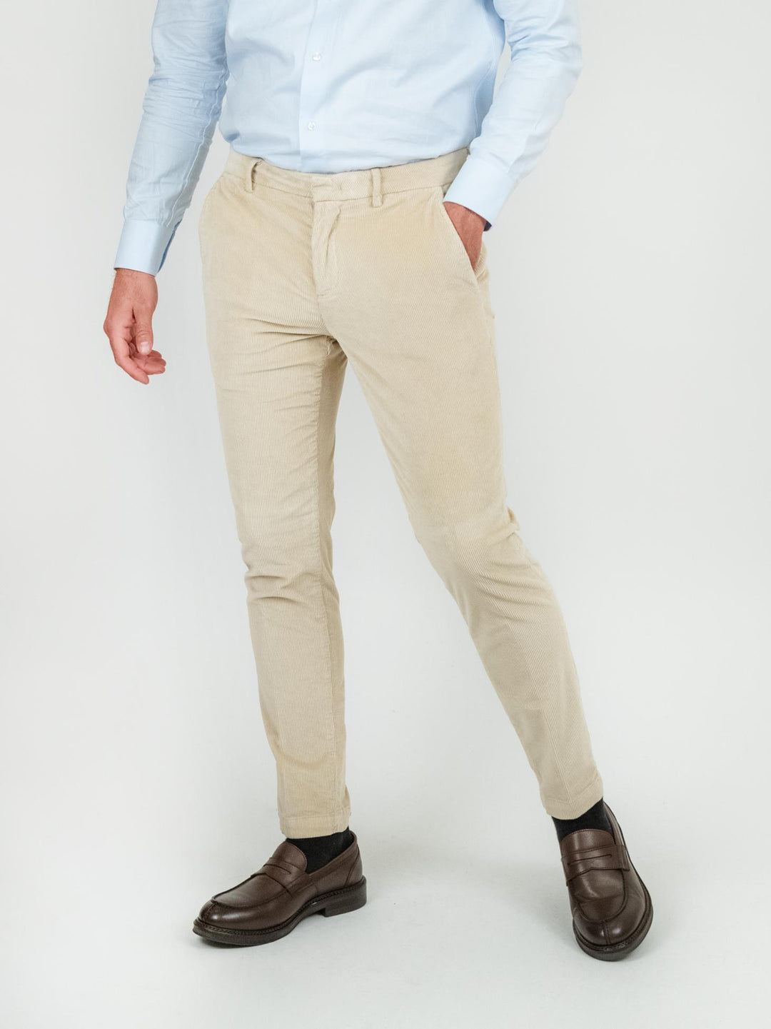 PANTALONE IN VELLUTO A COSTE BEIGE T502/BRO 038 NOLAB 