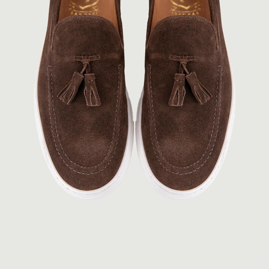MOCASSINO IN CAMOSCIO MARRONE CON NAPPINE ALLEN/23 T MORO SAXONE 
