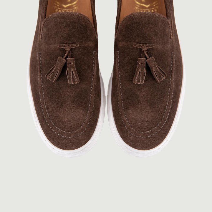 MOCASSINO IN CAMOSCIO MARRONE CON NAPPINE ALLEN/23 T MORO SAXONE 