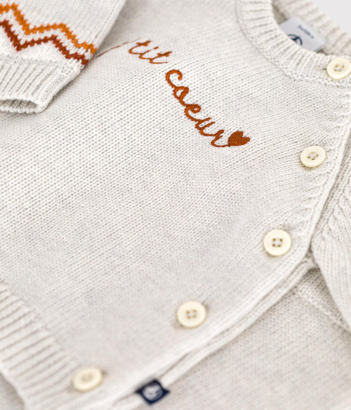 Completo 2 pezzi in maglia con stampa P'tit Cœur neonato A0ECC 01 PETIT BATEAU 