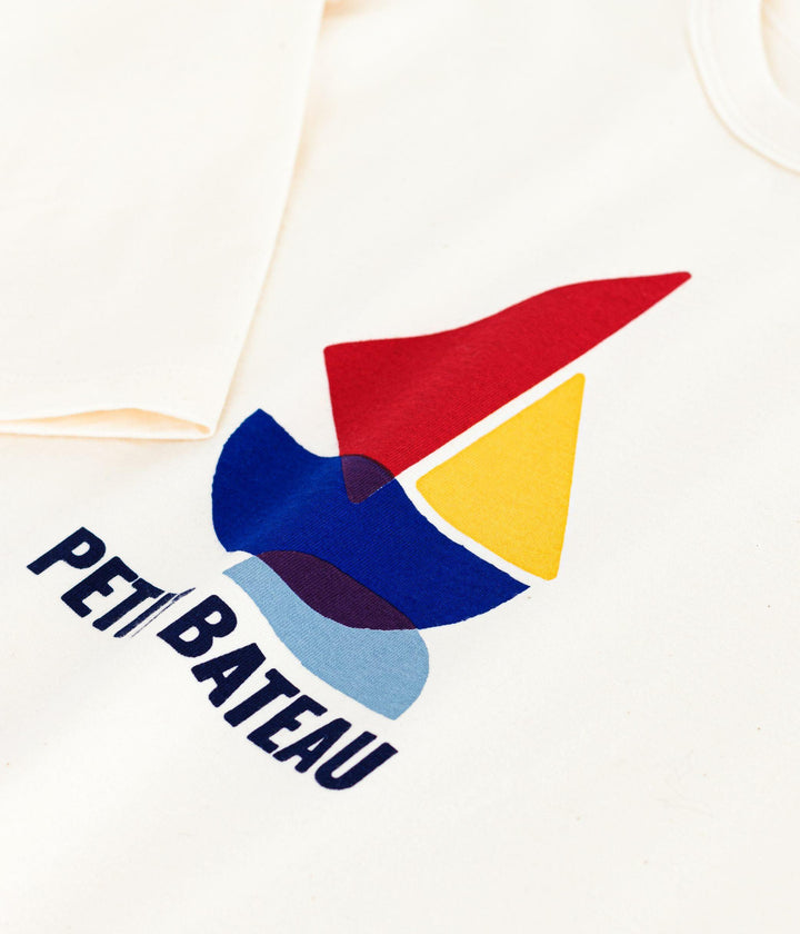 T-shirt a maniche lunghe in cotone con stampa bambina A0E8V 01 PETIT BATEAU 