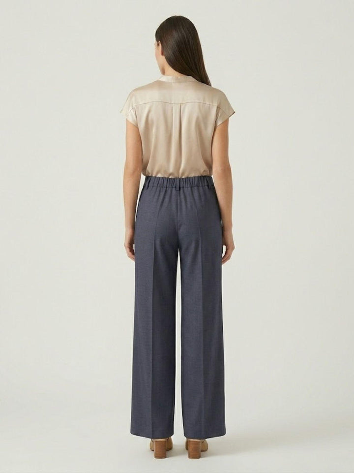 Pantaloni a palazzo con pences blu P3037 BLU NAVY ANDREA MORANDO 