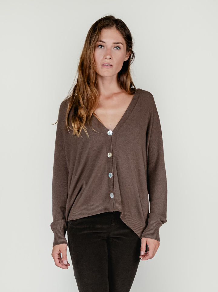 CARDIGAN CON BOTTONI TABACCO 022031 0930 BIMOR 