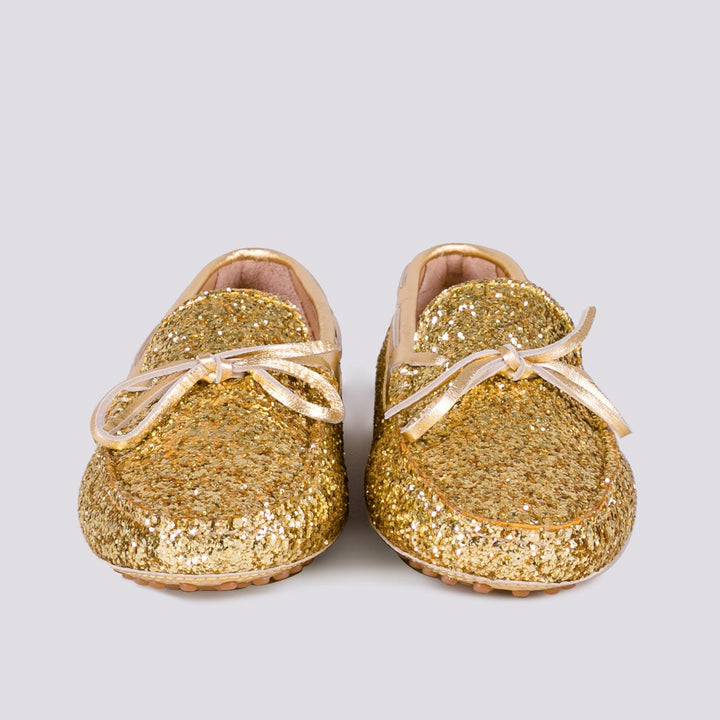 MOCASSINO CON GOMMINI IN GLITTER 1003/GLITTER ORO ANDREA MORANDO 