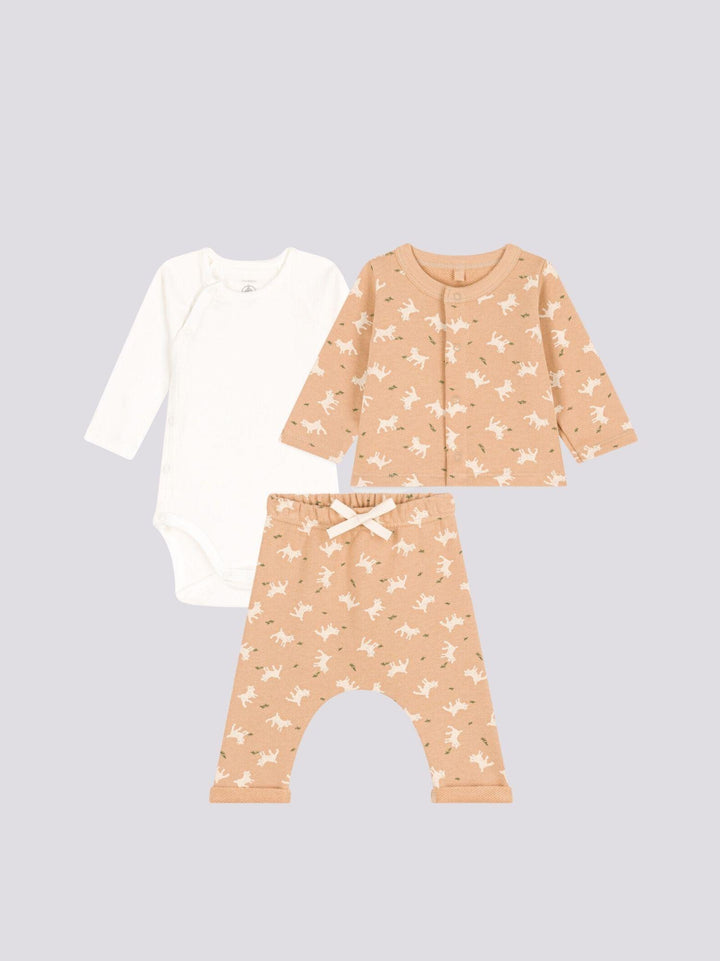 COMPLETO IN TESSUTO FELPATO CON STAMPA CAPRETTA PER BEBÈ A087U 01 PETIT BATEAU 