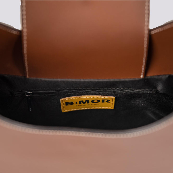 BORSA IN PELLE TESTA MORO CON MANICO IN OSSO "HALO" HALO MARRONE BIMOR 