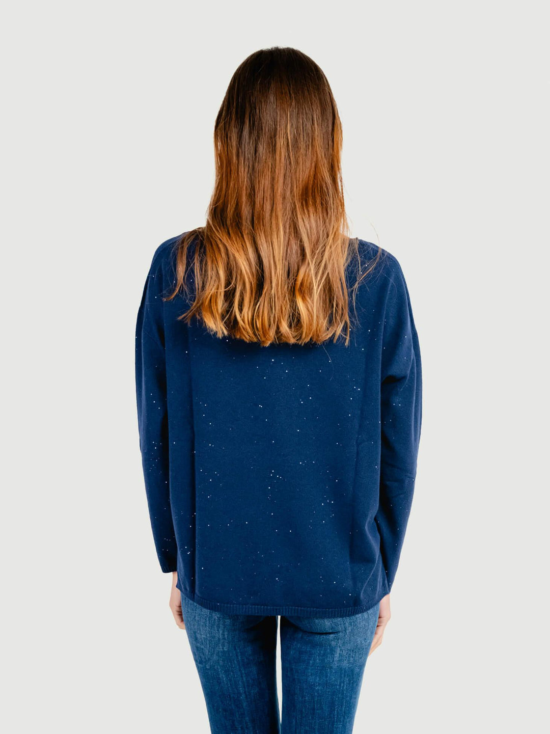 MAGLIA OVER BLU CON STRASS 7451B BLU ANDREA MORANDO 