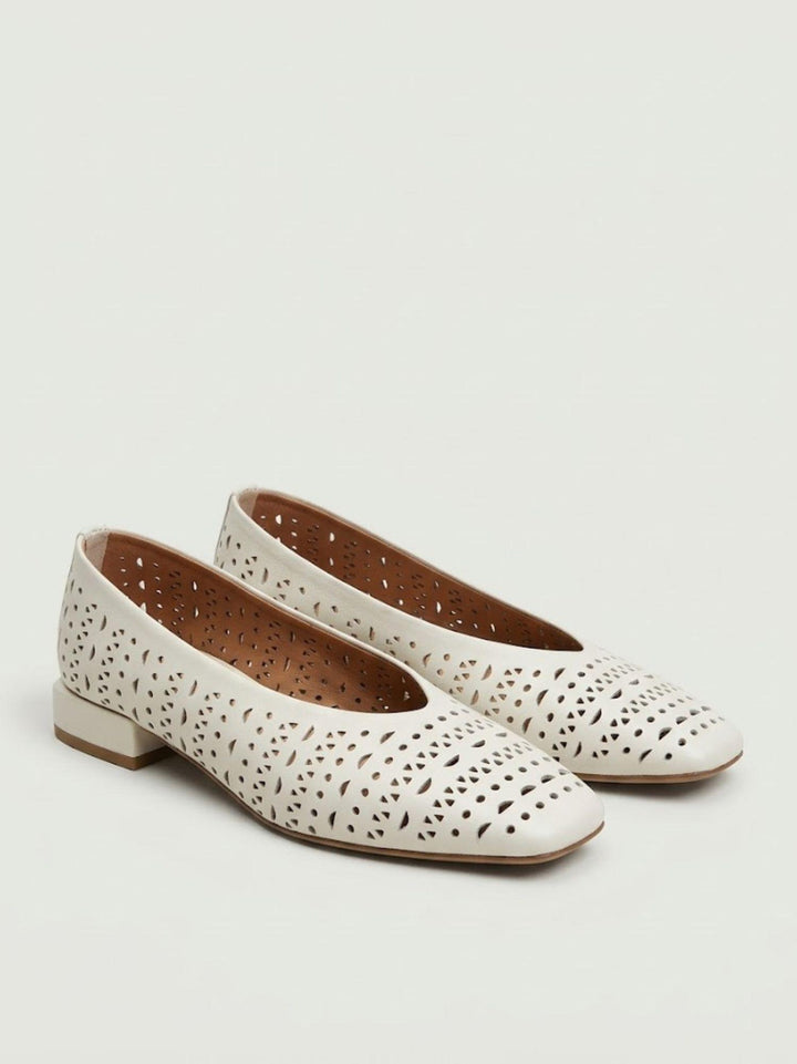 Ballerina traforata in pelle panna DARIA102G panna ANDREA MORANDO 