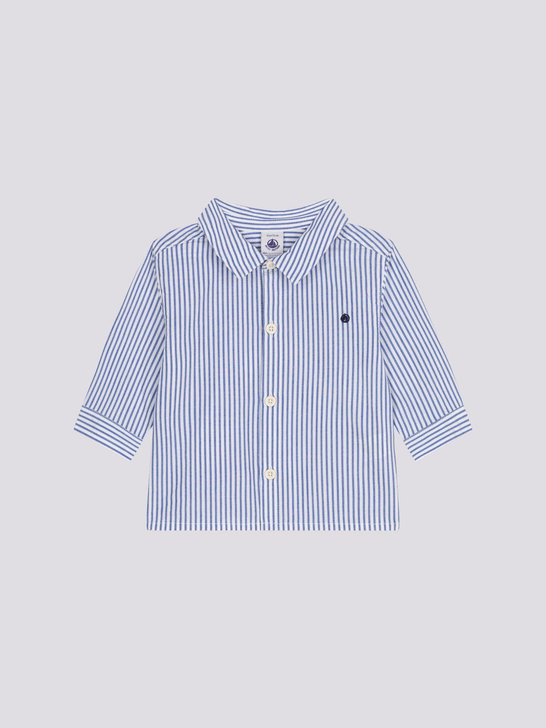 CAMICIA BEBÈ IN POPELINE A RIGHE A0ACE 01 PETIT BATEAU 