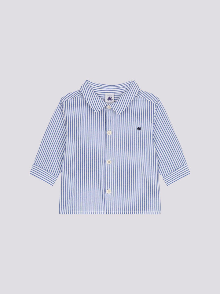 CAMICIA BEBÈ IN POPELINE A RIGHE A0ACE 01 PETIT BATEAU 