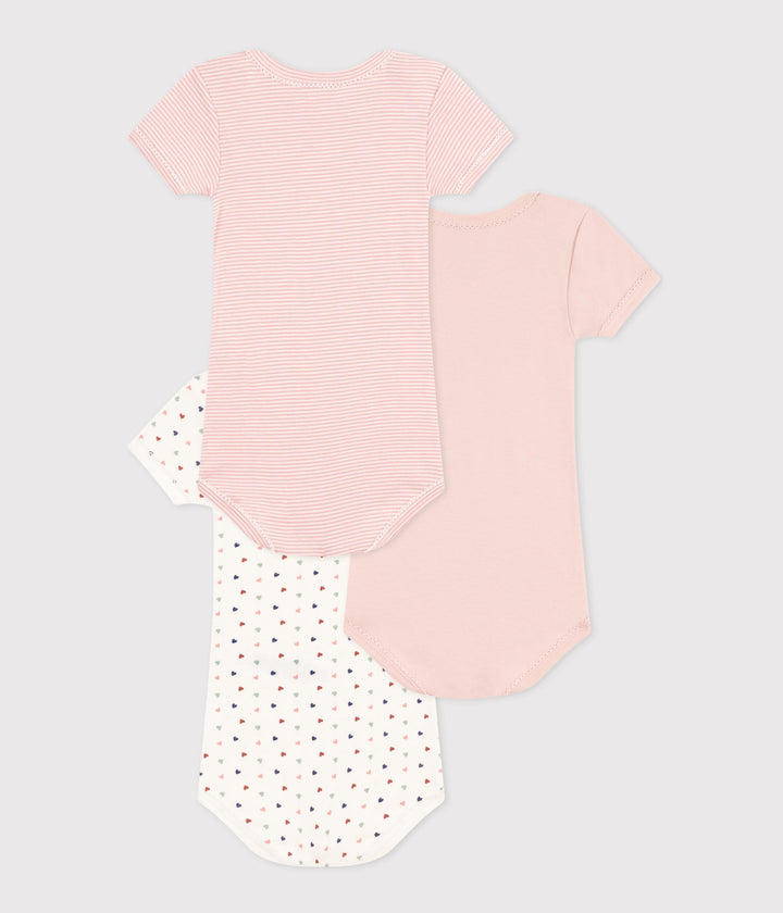 CONFEZIONE DA 3 BODY BEBÈ IN COTONE CON MINI CUORI A09YX 00 PETIT BATEAU 