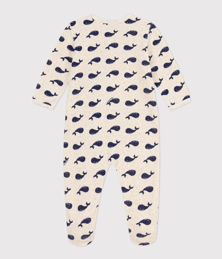 PIGIAMA IN CINIGLIA CON BALENE MARINE A083W 01 PETIT BATEAU 