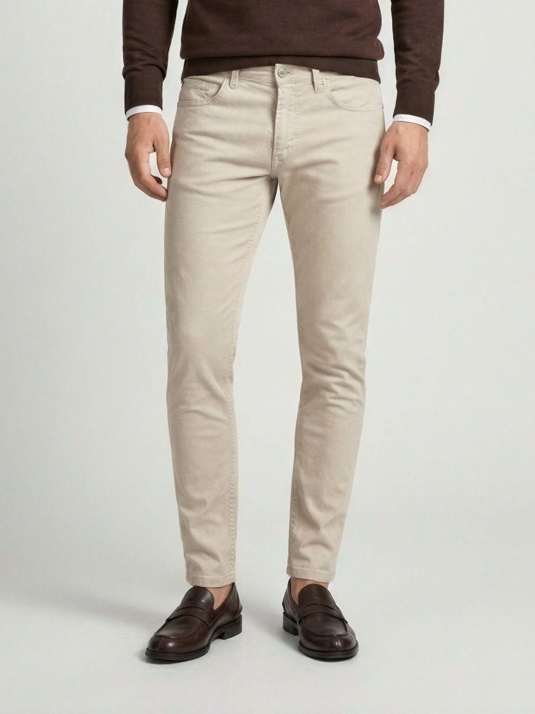 Pantalone cinque tasche in cotone beige 7607GB BEIGE ANDREA MORANDO 
