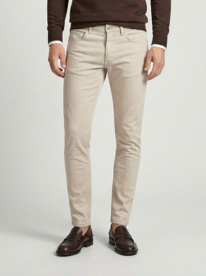 Pantalone cinque tasche in cotone beige 7607GB BEIGE ANDREA MORANDO 