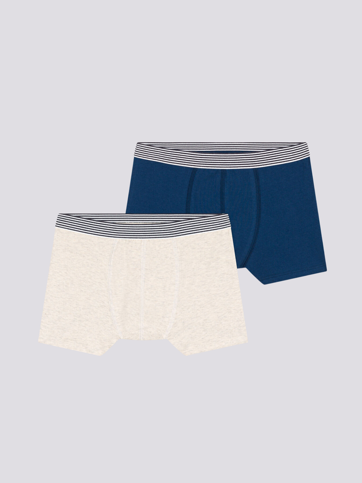 CONFEZIONE DA 2 BOXER RAGAZZO IN COTONE ED ELASTAM A088X 00 PETIT BATEAU 