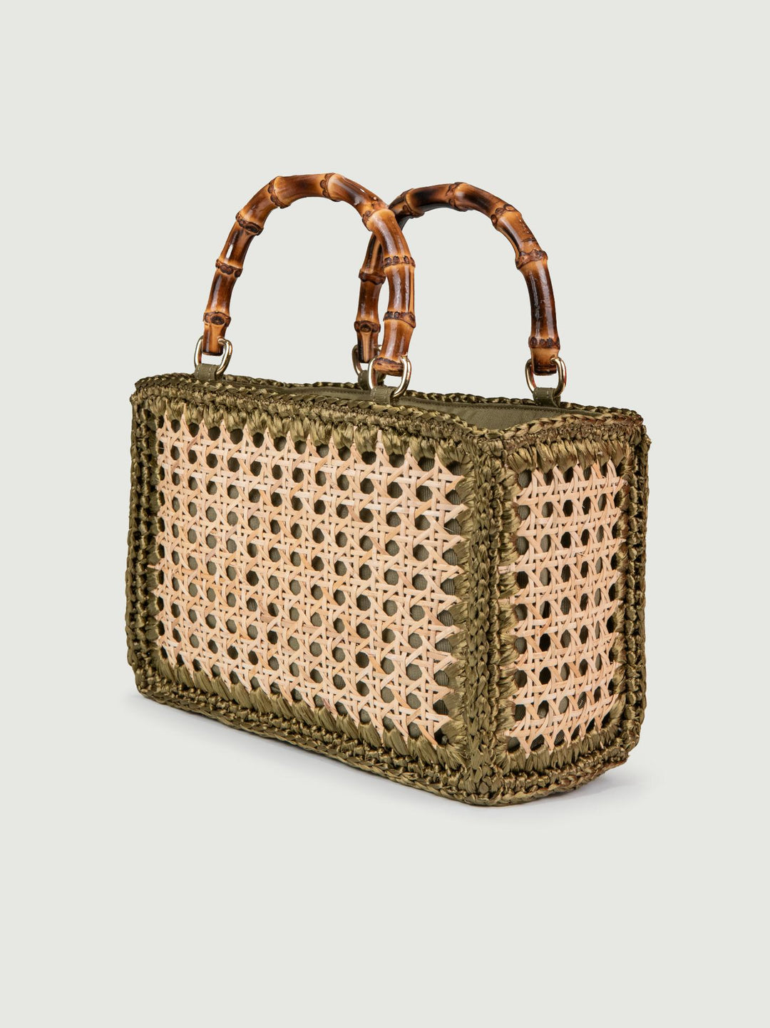 BORSA A MANO IN RAFIA NATURALE E KAKI