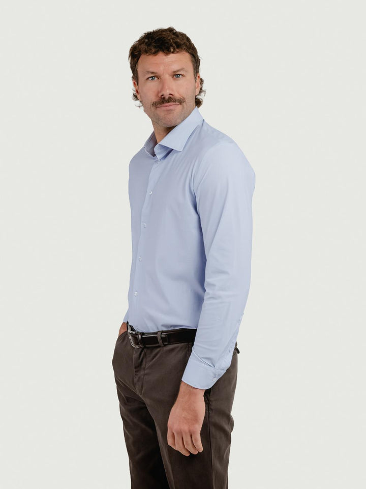 CAMICIA NO STIRO CON MICROFANTASIA AZZURRA BU26W10CAFIO 240 ANDREA MORANDO 