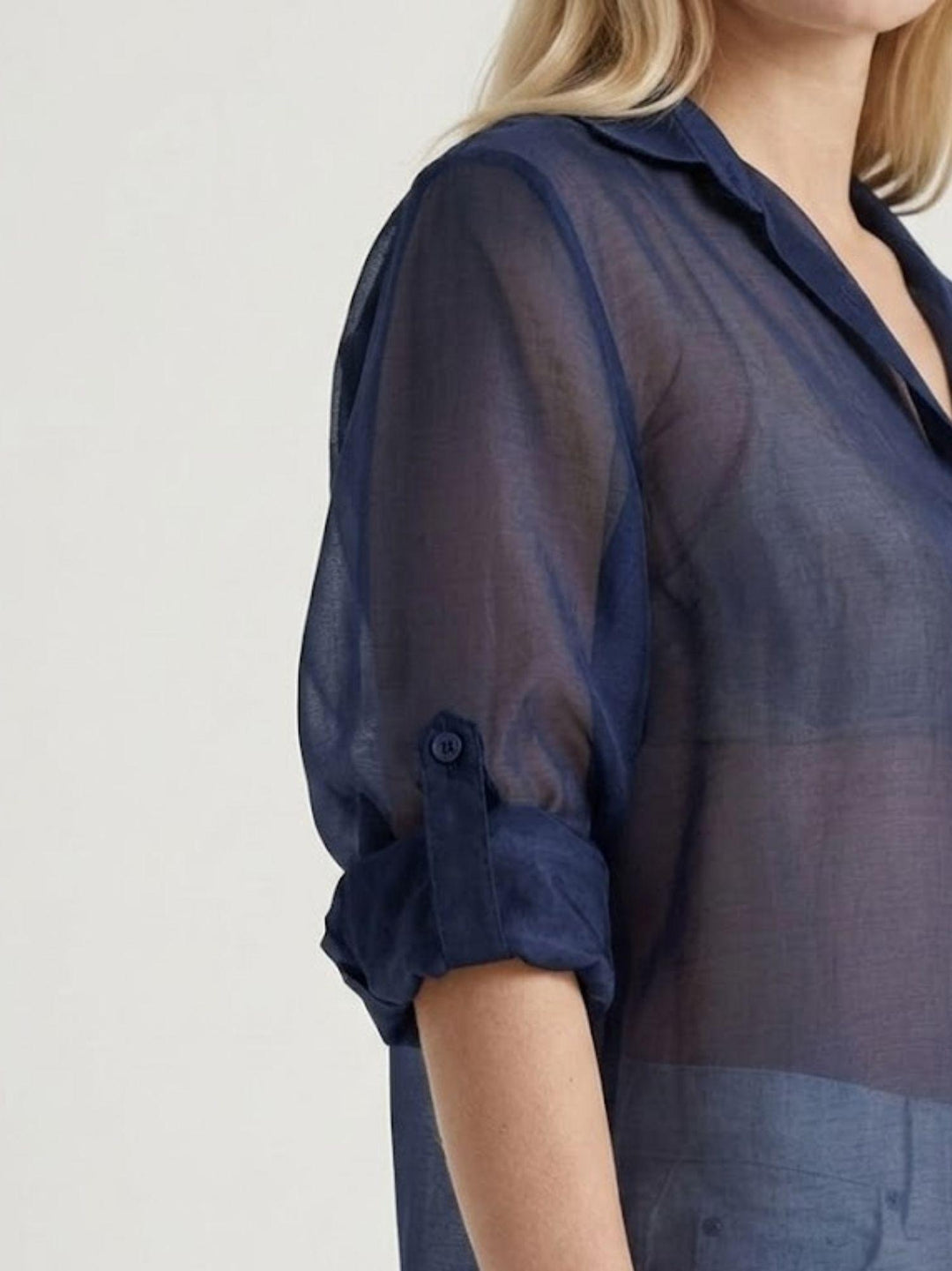 Camicia semitrasparente navy M796/071 1 ANDREA MORANDO 