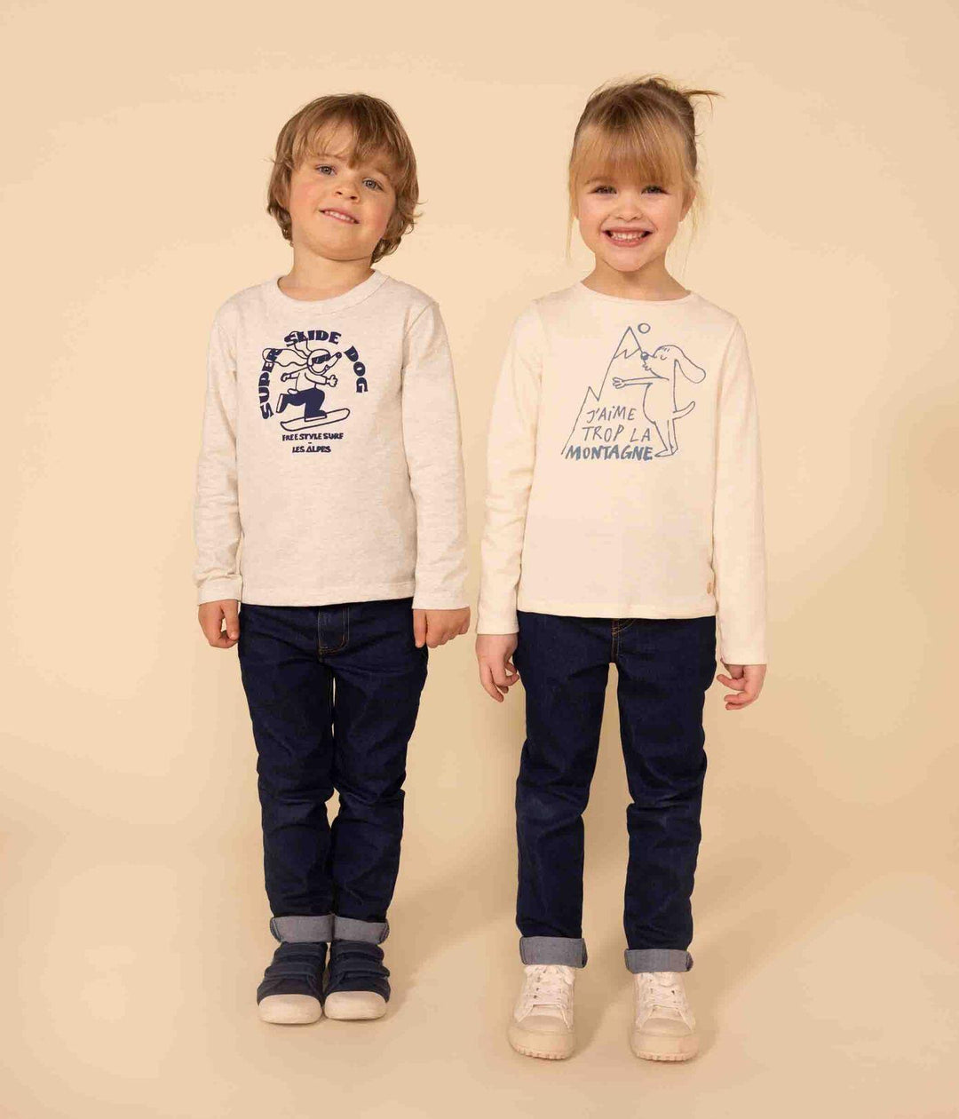 T-SHIRT MANICHE LUNGHE IN COTONE bambino A08IW 07 PETIT BATEAU 