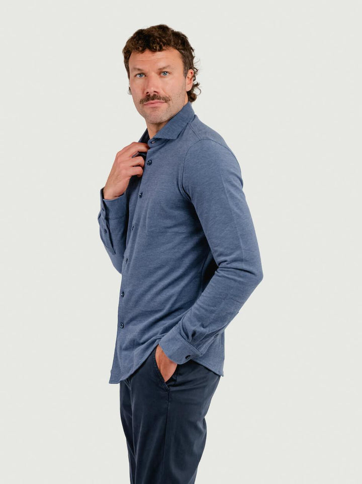 POLO CAMICIA IN COTONE PIQUET BLU BU26W42CA 208 ANDREA MORANDO 