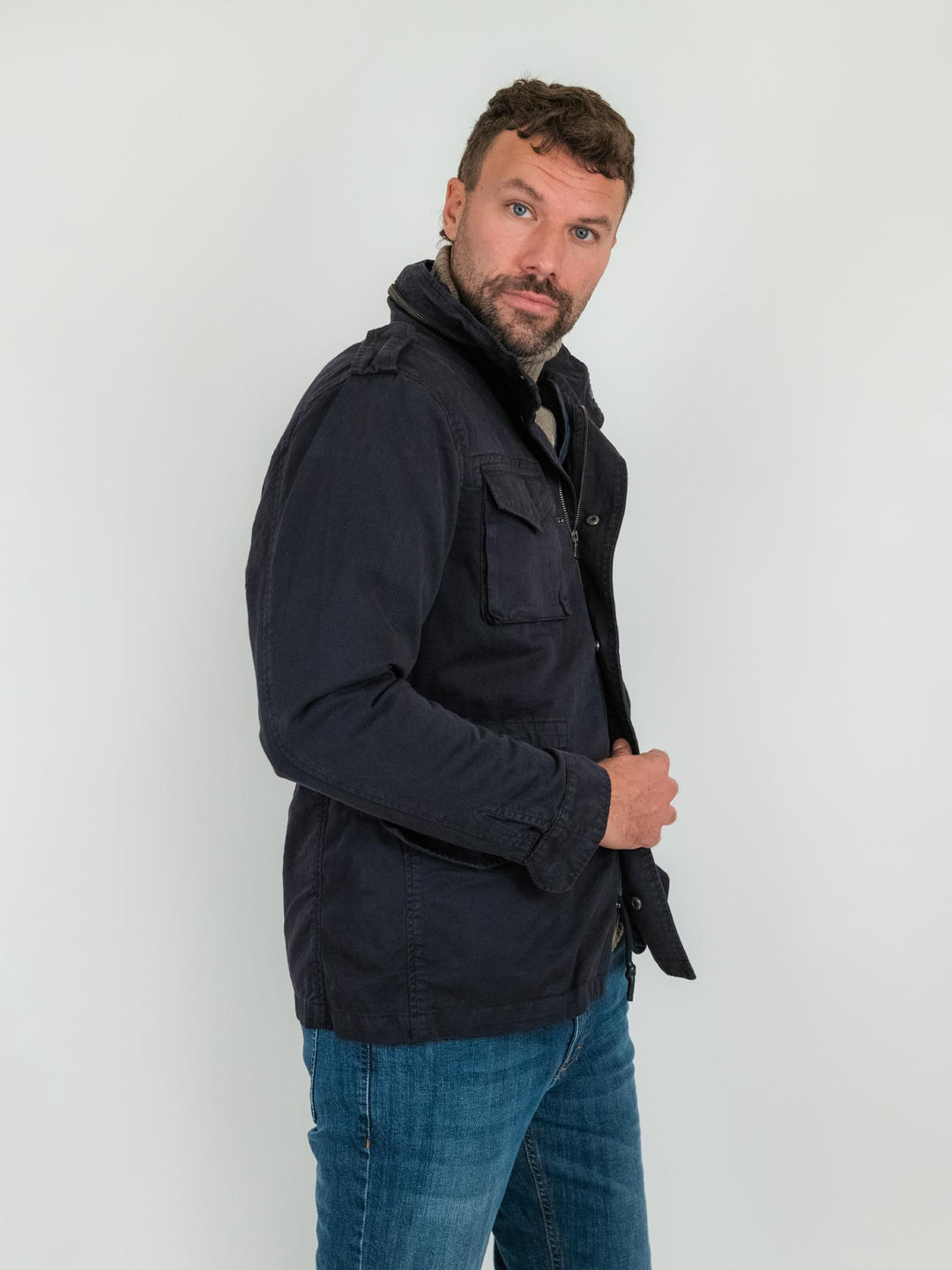 Field jacket in cotone blu con imbottitura separabile BU25W04JKTWILL 200 ANDREA MORANDO 