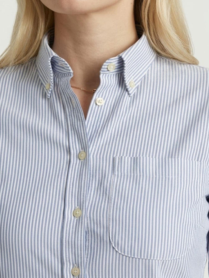 Camicia in cotone a righe azzurre e bianche 4006 RIGA ANDREA MORANDO 