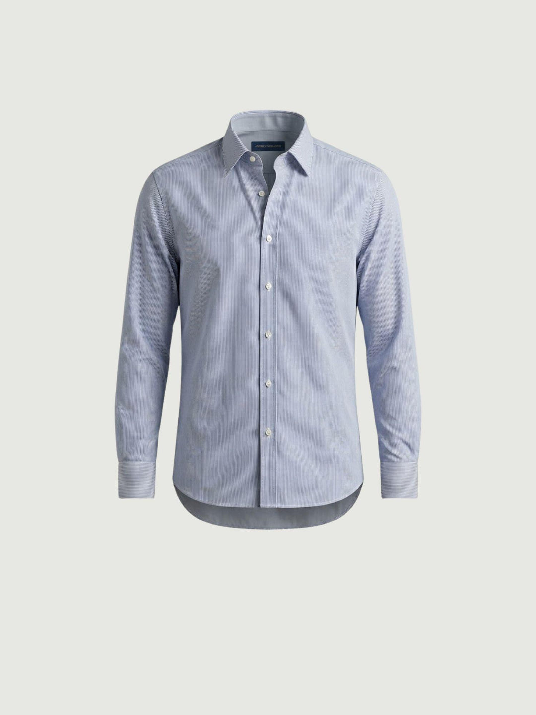 Camicia collo francese a righe in cotone azzurra slim ORGANIC PLA/SLIM B260-B7 ANDREA MORANDO 