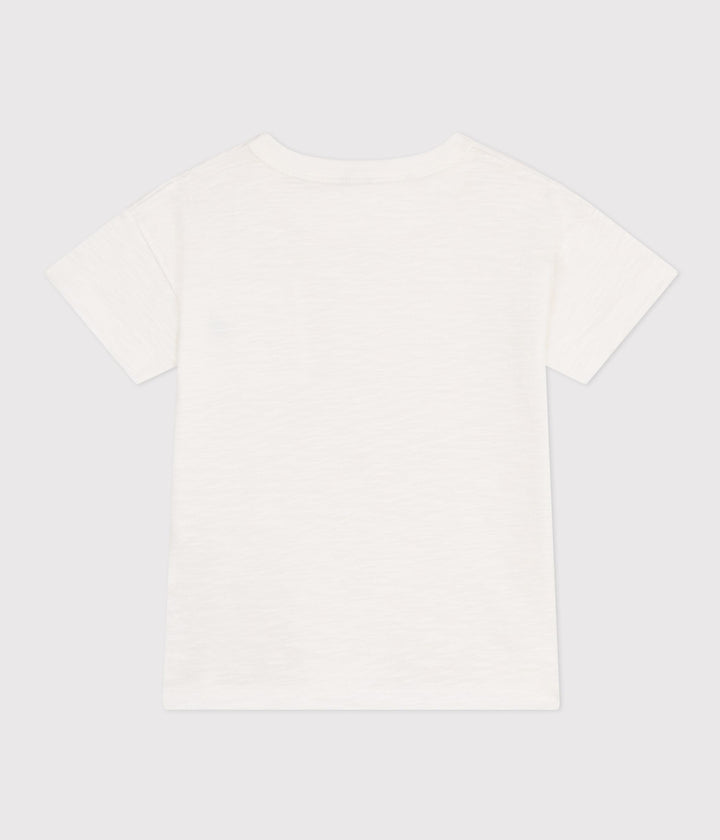 T-SHIRT BIANCA BAMBINO IN JERSEY FIAMMATO