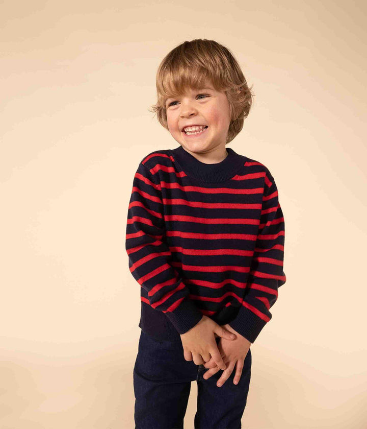 MAGLIONE ALLA MARINARA IN LANA E COTONE BAMBINO UNISEX A081S 01 PETIT BATEAU 