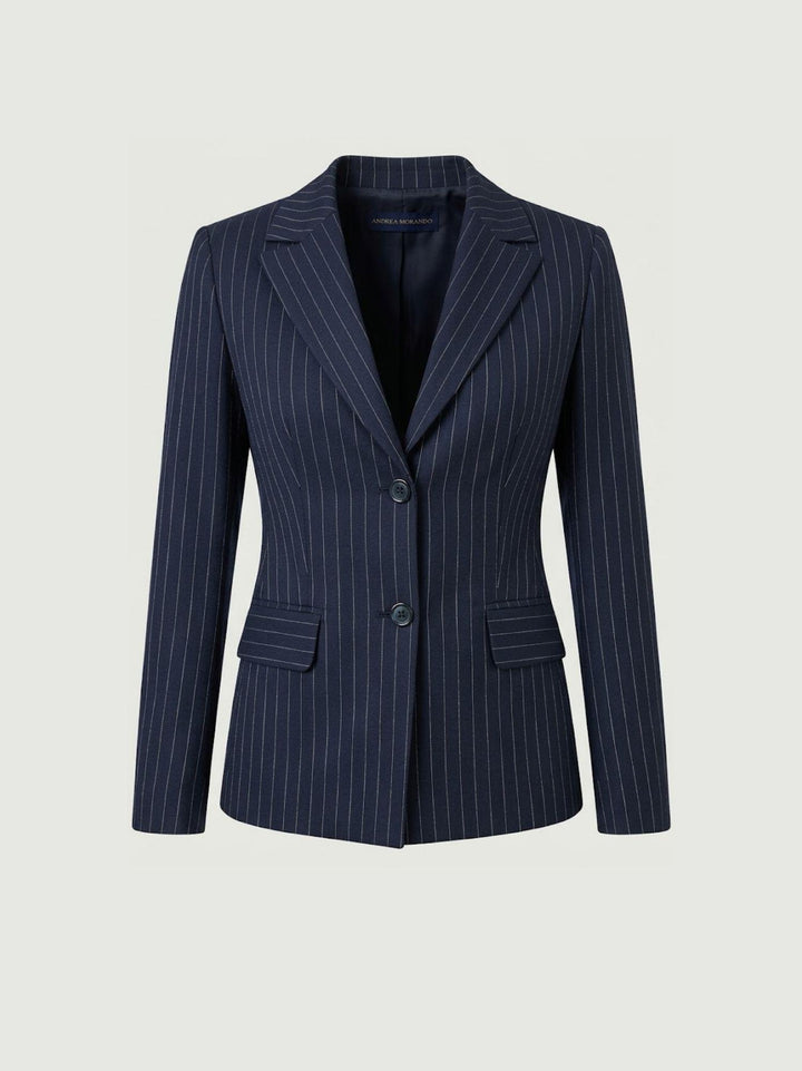 Blazer gessato con linea sagomata navy 3914 BLU ANDREA MORANDO 