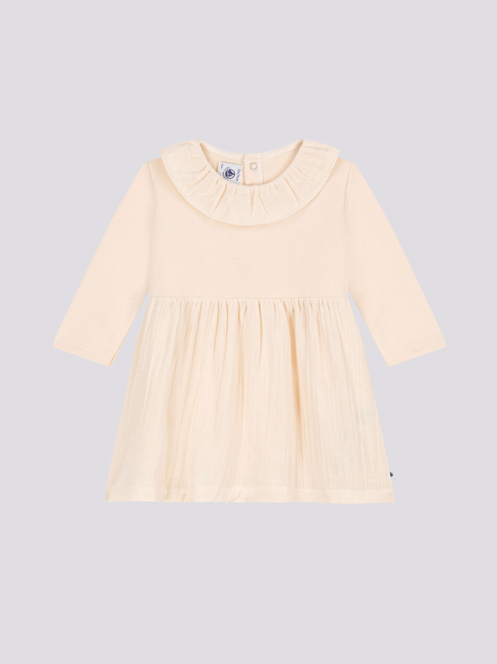 ABITO A MANICHE LUNGHE IN DOPPIO MATERIALE PER BEBÈ A08AK 01 PETIT BATEAU 