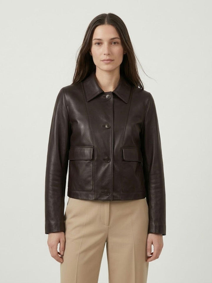 Giacca Malaga in nappa bonded marrone scuro MALAGA 06 JACK LEATHER 