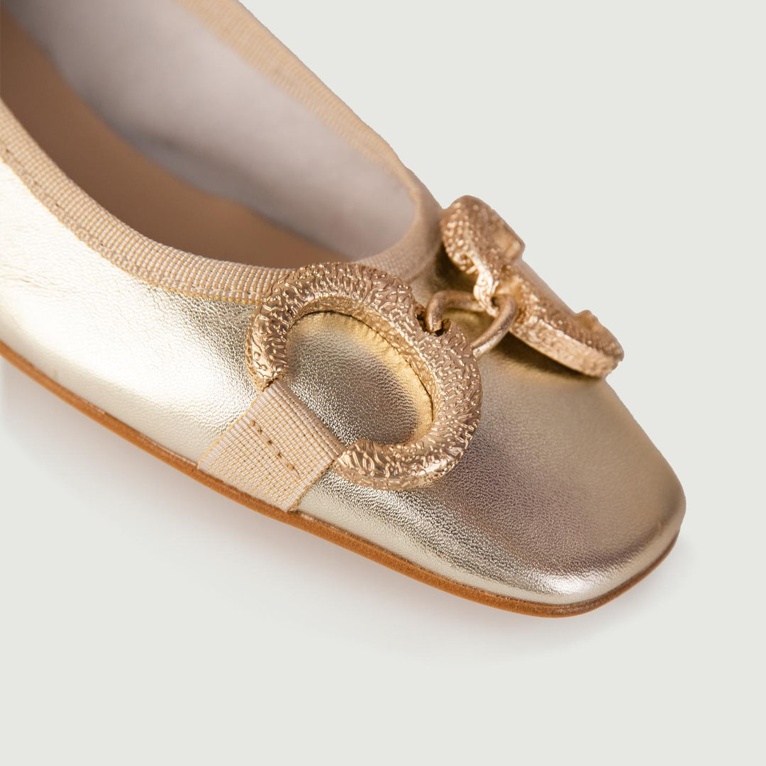 BALLERINE IN NAPPA METALLIZZATA ORO CON DETTAGLIO IN METALLO 4875NAPPA PLATINO ANDREA MORANDO 