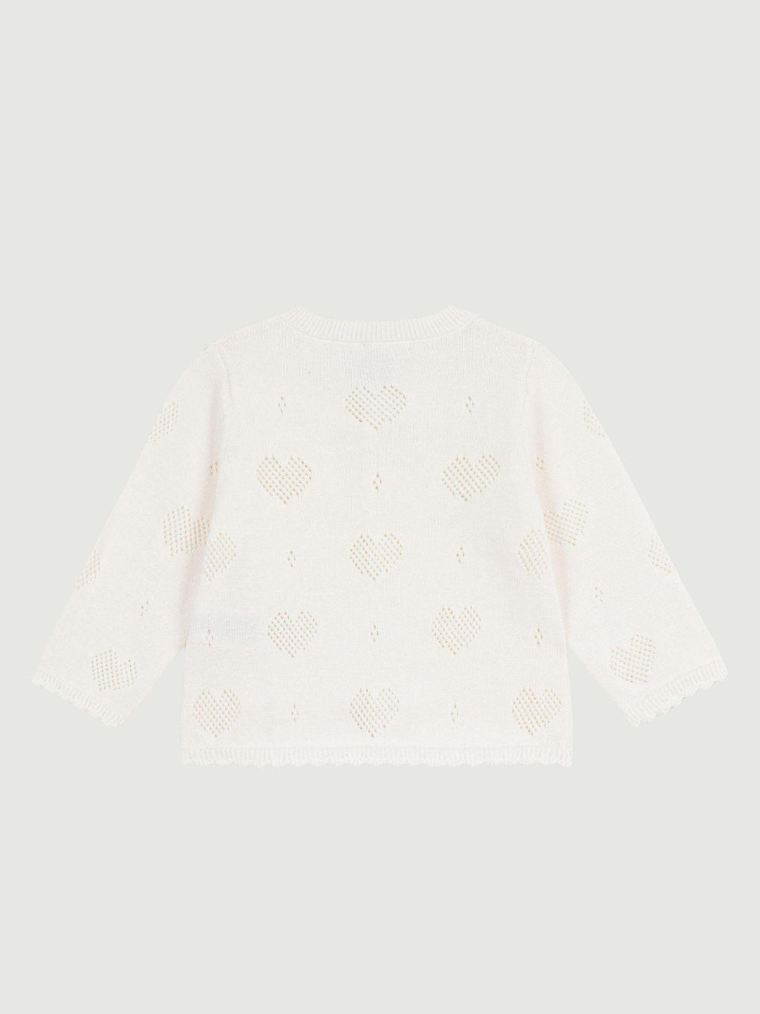 Cardigan in maglia traforata a cuori bianco A0EZT 01 PETIT BATEAU 