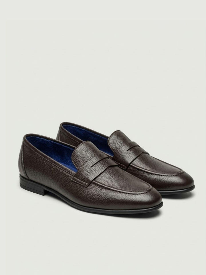 Mocassino penny in pelle martellata testa di moro 2023 74 SAXONE 